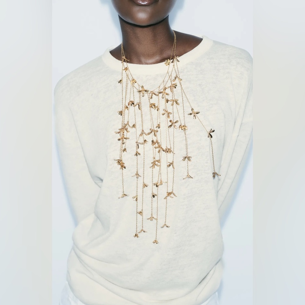 Zara Gold Tone Cascading Necklace - NWT